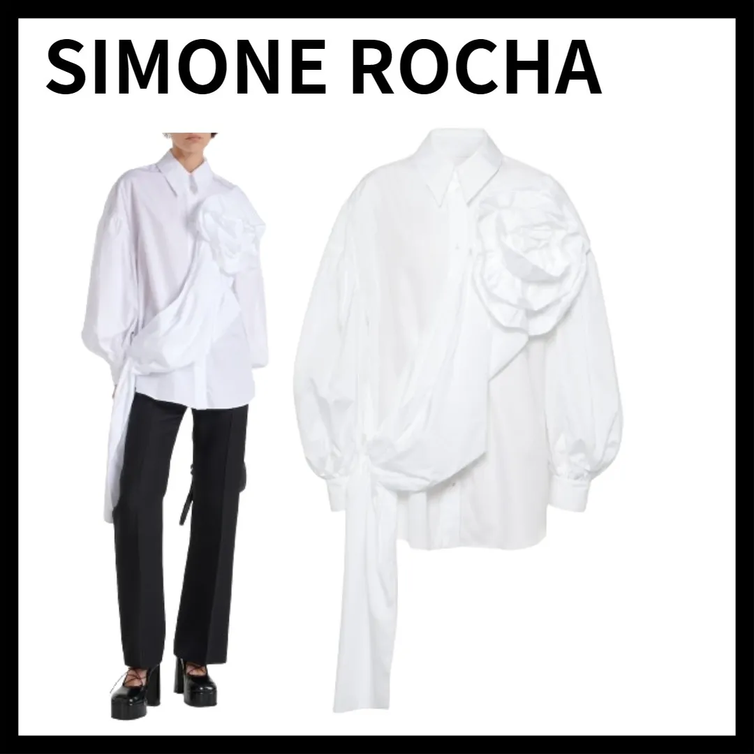 Simone Rocha  |Long Sleeves Plain Cotton Puff Sleeves Shirts & Blouses