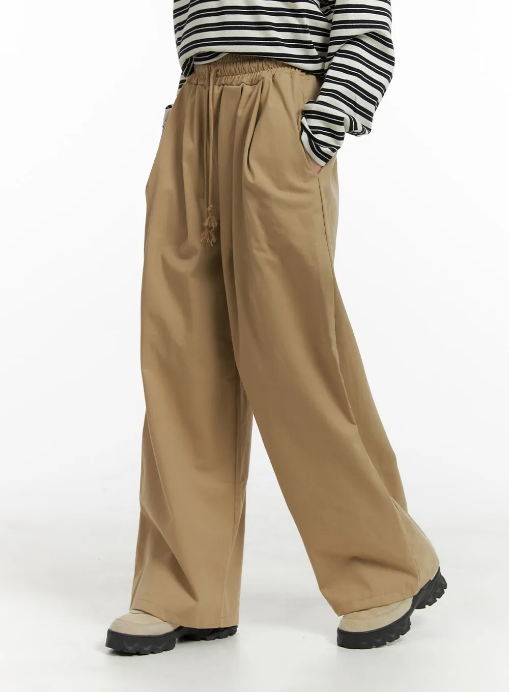 Solid Elastic Waist Trousers CM406