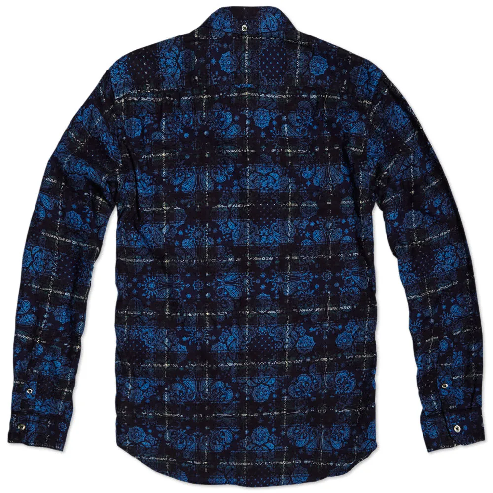 SOPHNET. Bandana Flannel Check Button Down ShirtBlue