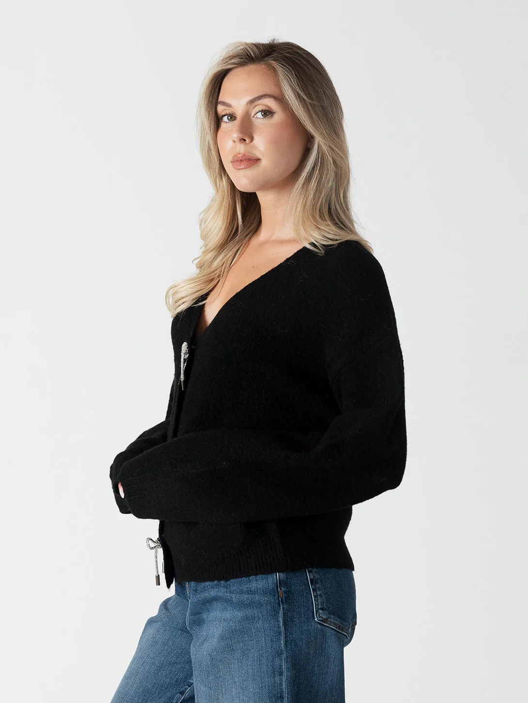 Stella Bow Cardigan - Black