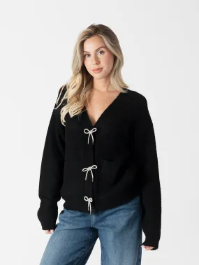 Stella Bow Cardigan - Black