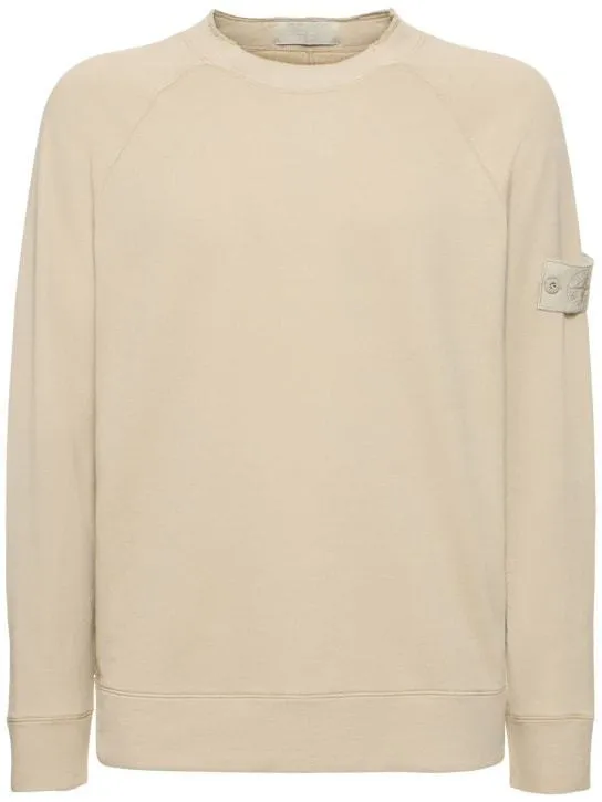 STONE ISLAND  |Crew Neck Long Sleeves Plain Cotton Logos on the Sleeves