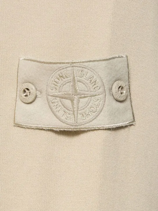 STONE ISLAND  |Crew Neck Long Sleeves Plain Cotton Logos on the Sleeves