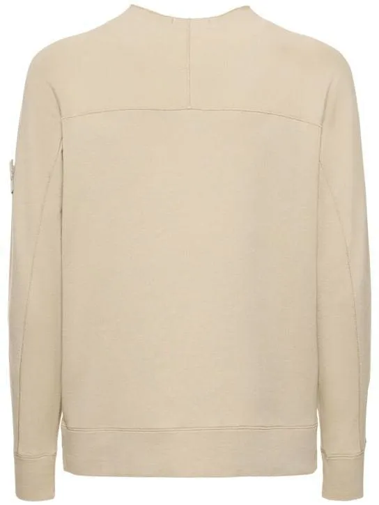 STONE ISLAND  |Crew Neck Long Sleeves Plain Cotton Logos on the Sleeves