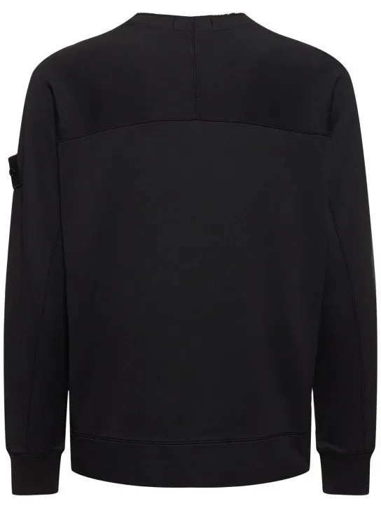 STONE ISLAND  |Crew Neck Long Sleeves Plain Cotton Logos on the Sleeves