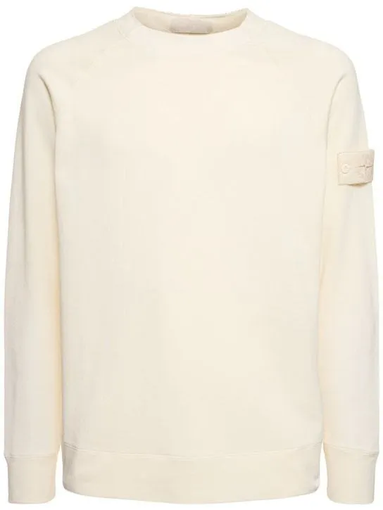 STONE ISLAND  |Crew Neck Long Sleeves Plain Cotton Logos on the Sleeves