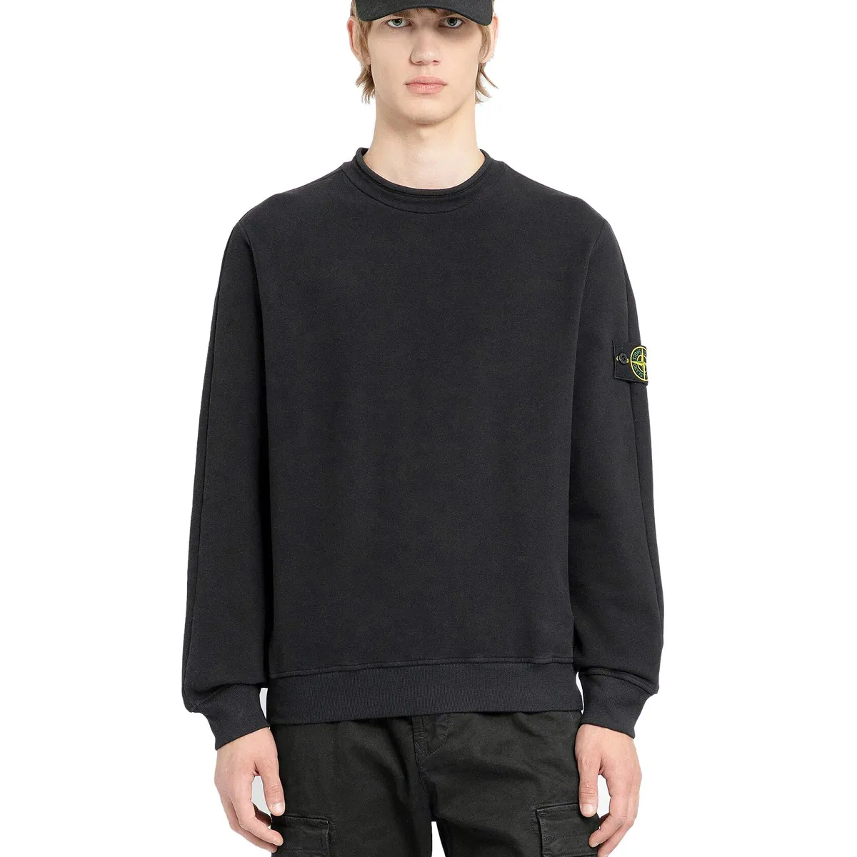 STONE ISLAND  |Crew Neck Pullovers Long Sleeves Cotton Logo Sweatshirts