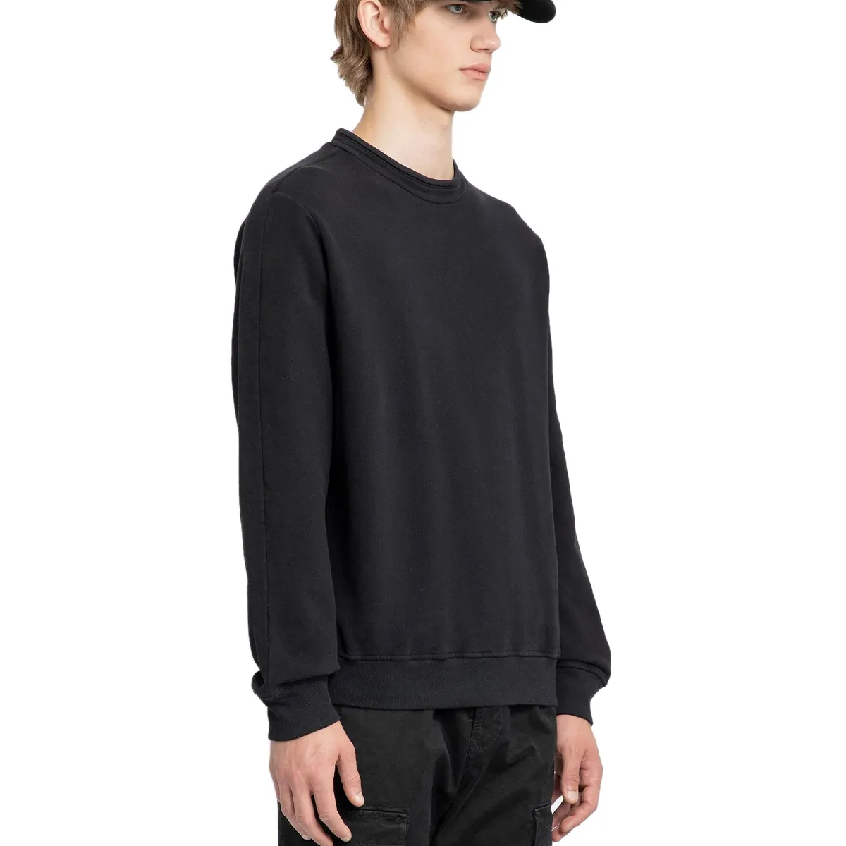 STONE ISLAND  |Crew Neck Pullovers Long Sleeves Cotton Logo Sweatshirts