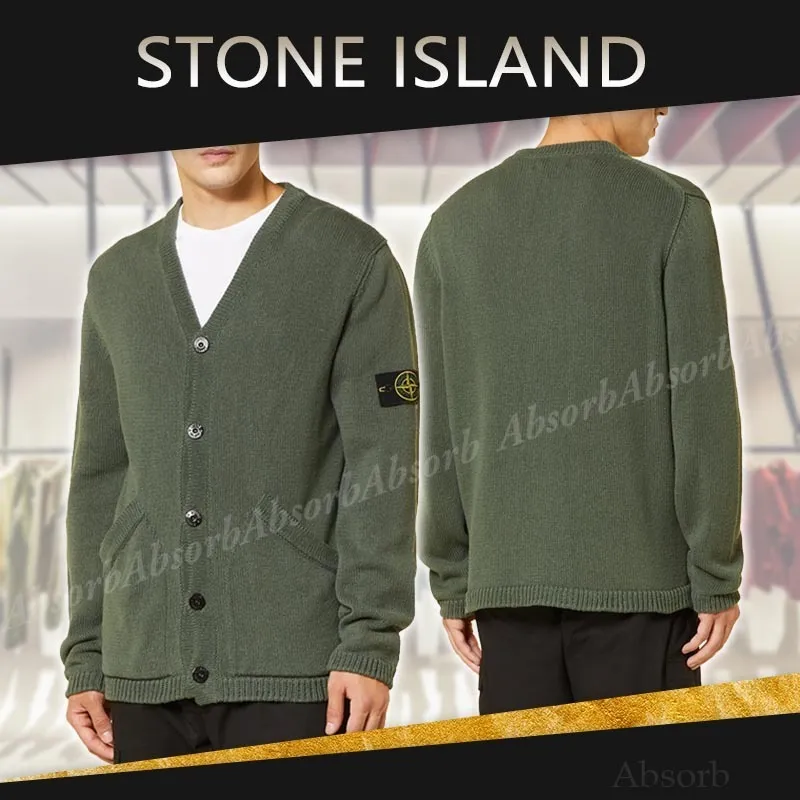 STONE ISLAND  |Plain Cotton Logo Cardigans