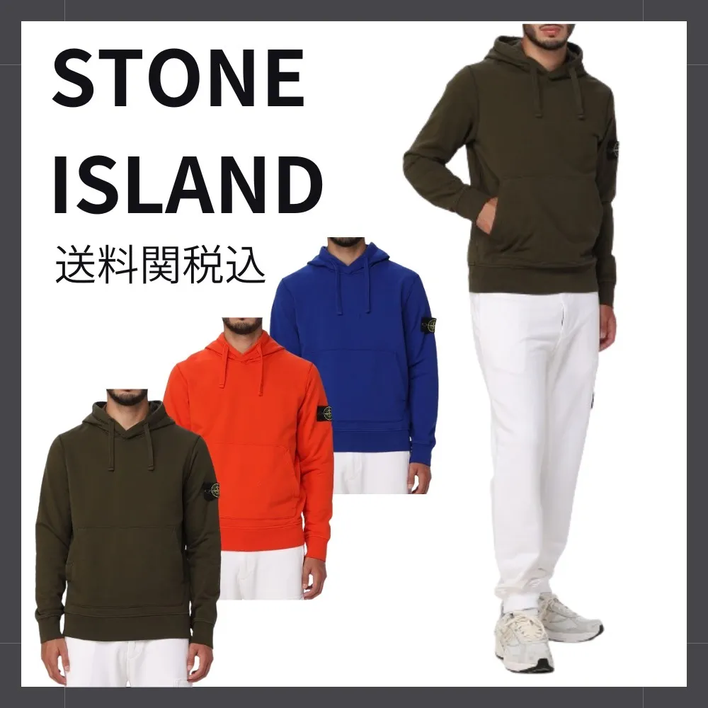 STONE ISLAND  |Street Style Long Sleeves Logos on the Sleeves Logo Hoodies