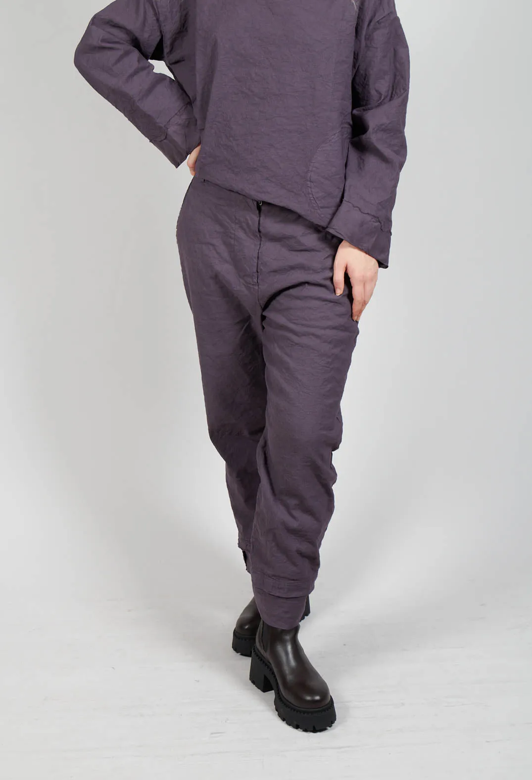 Straight Leg Trousers in Melanzana