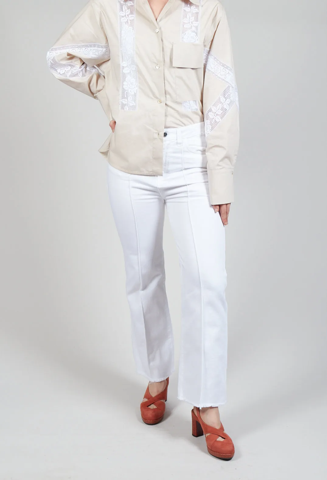 Straight Leg Trousers in White