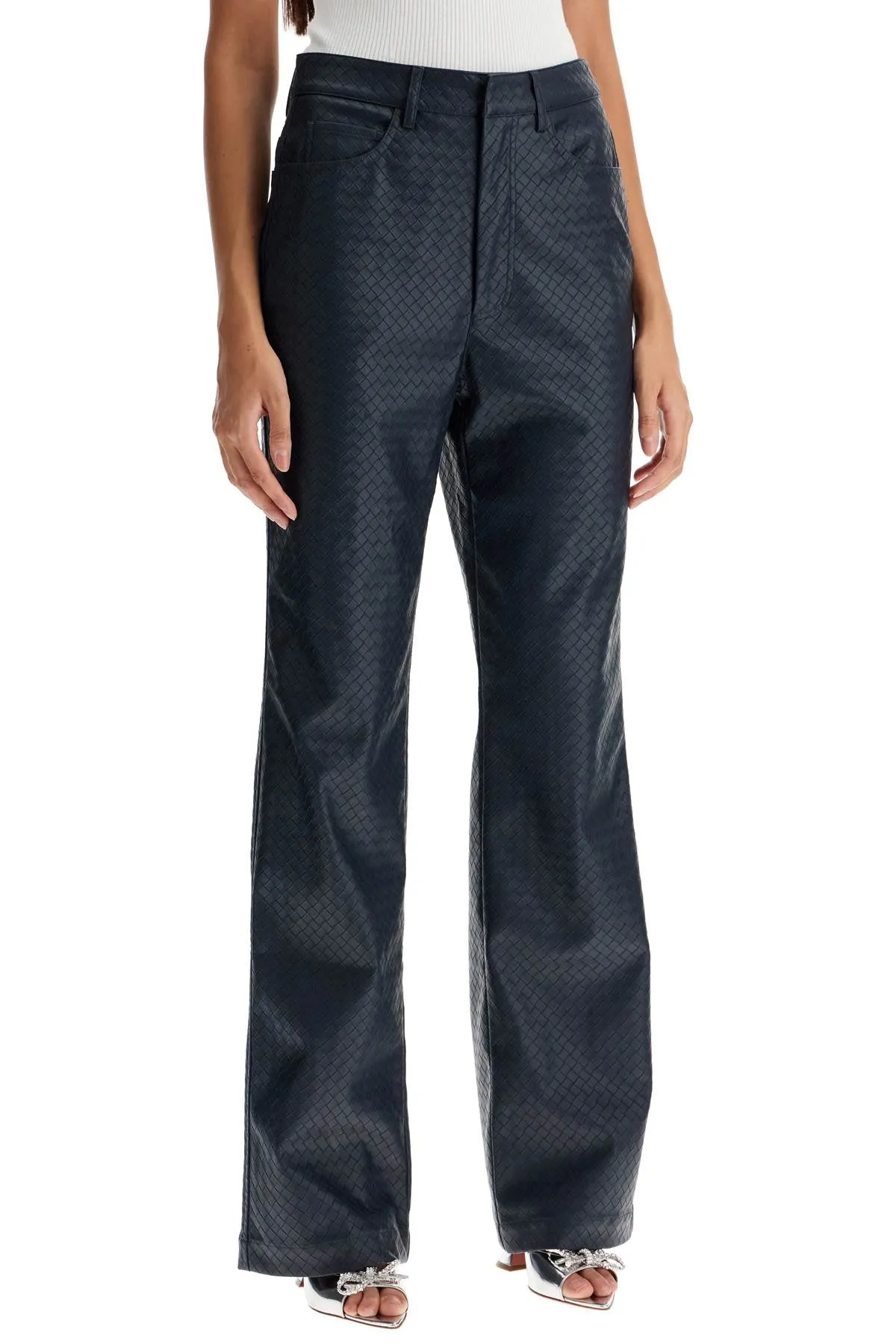 straight woven pattern trousers with interl 1128582318 SKY CAPTAIN (DARK BLUE)