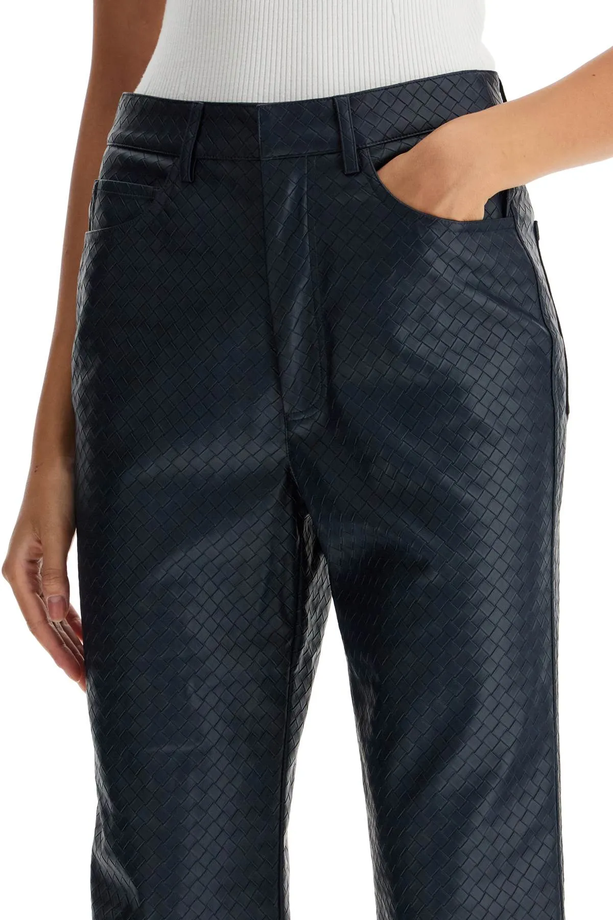 straight woven pattern trousers with interl 1128582318 SKY CAPTAIN (DARK BLUE)