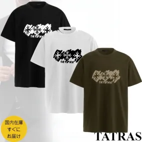 TATRAS  |Crew Neck Pullovers Plain Cotton Short Sleeves Logo