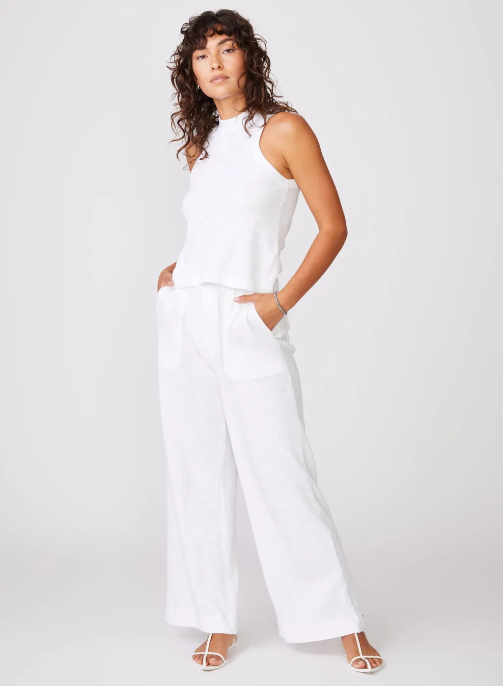 Thermal Slub Carpenter Pant in White