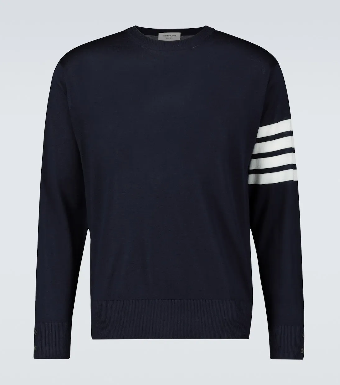 THOM BROWNE  |Crew Neck Pullovers Stripes Wool Long Sleeves Plain