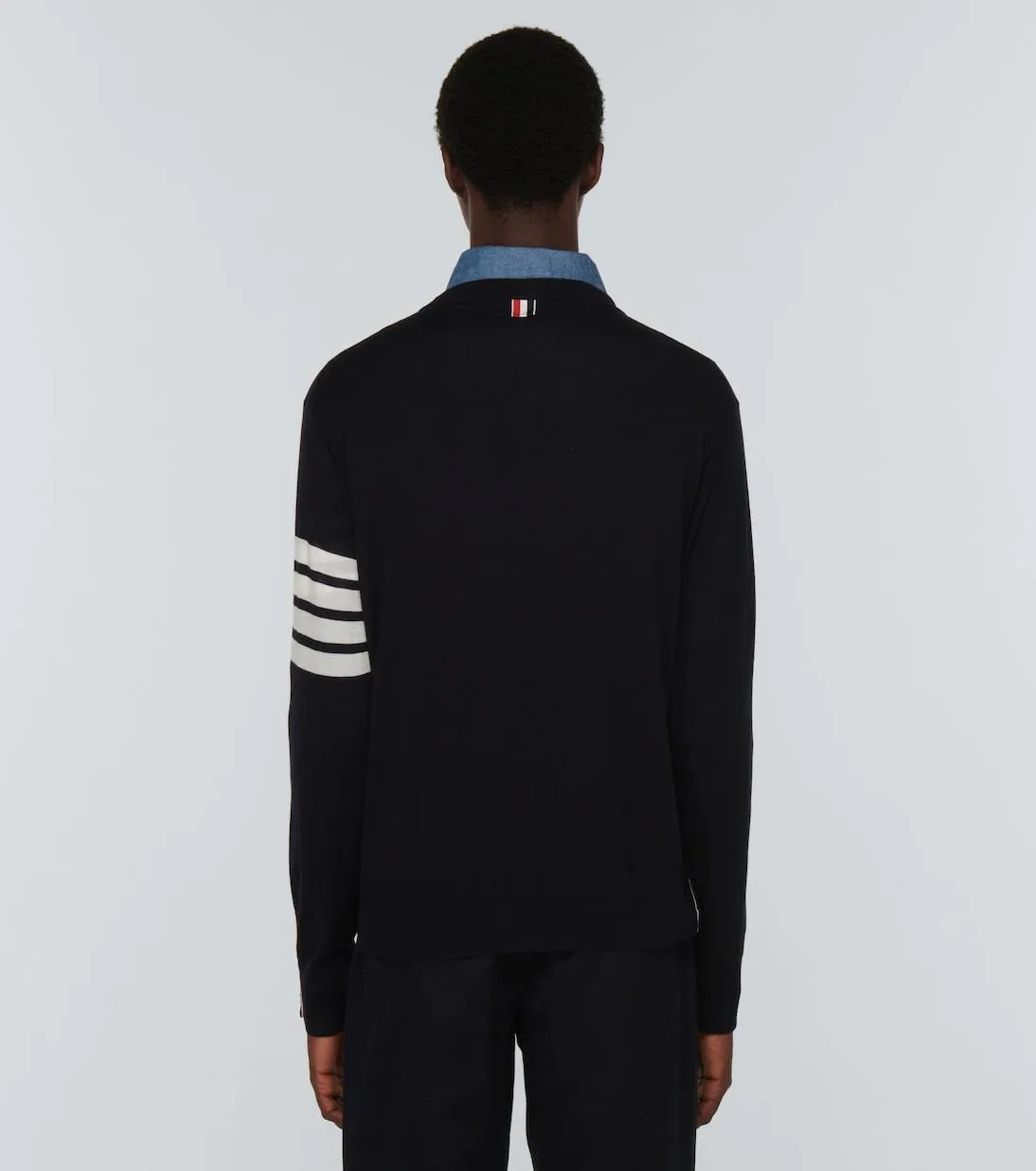 THOM BROWNE  |Crew Neck Pullovers Stripes Wool Long Sleeves Plain