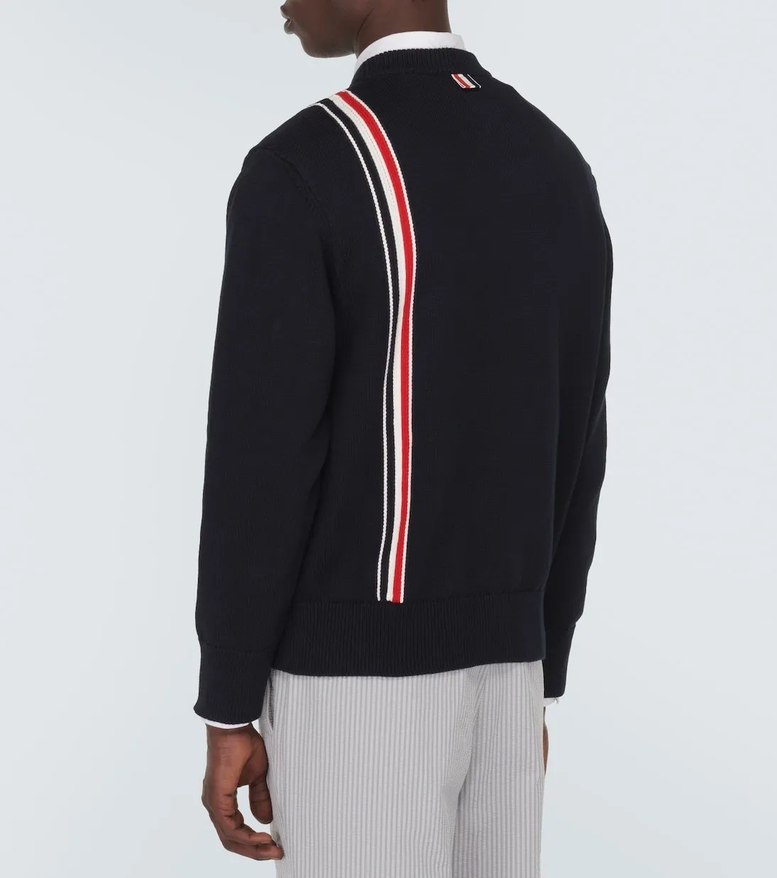 THOM BROWNE  |Pullovers Long Sleeves Plain Cotton Logo Designers Sweaters