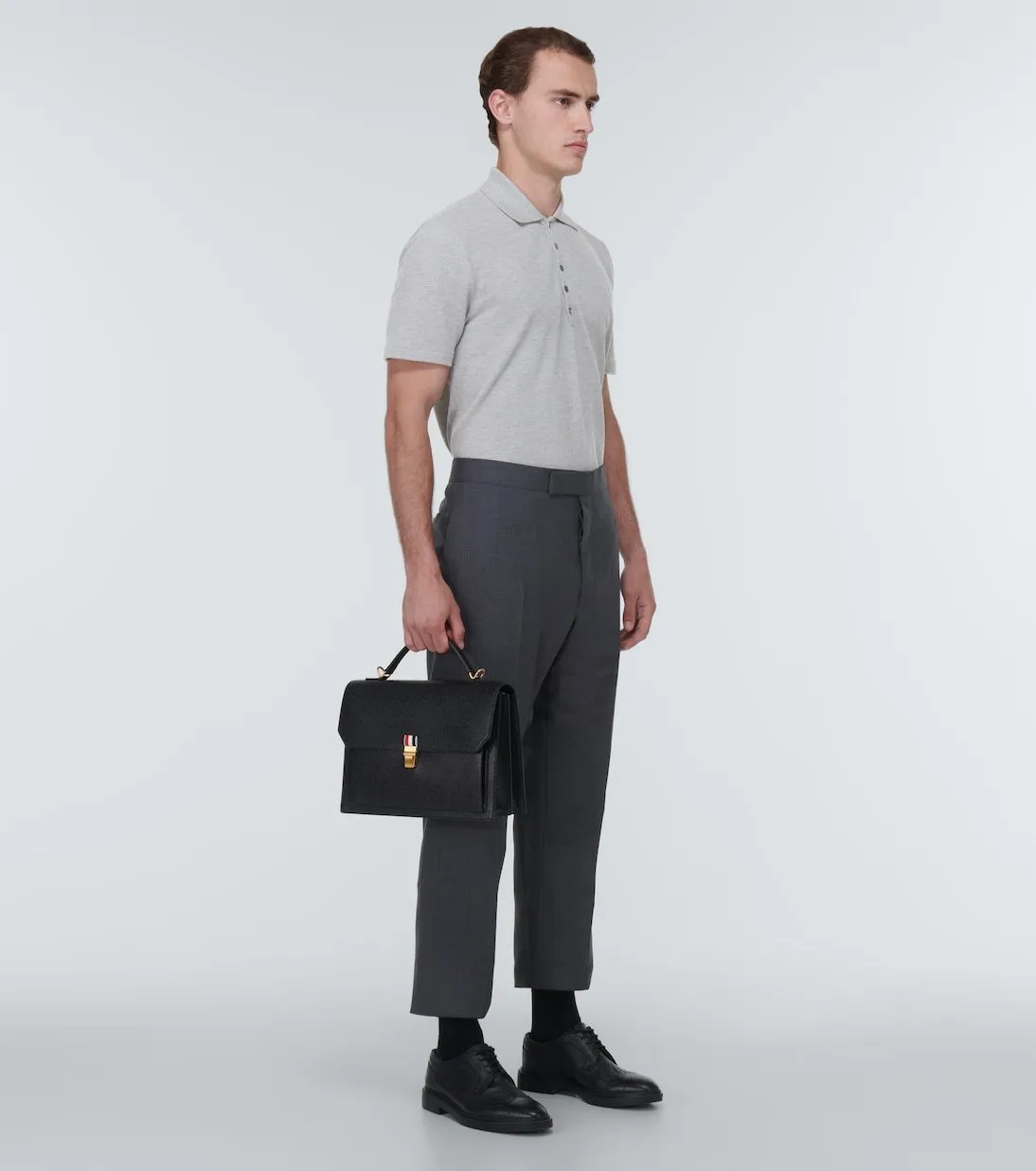 THOM BROWNE  |Pullovers Plain Cotton Short Sleeves Logo Designers Polos