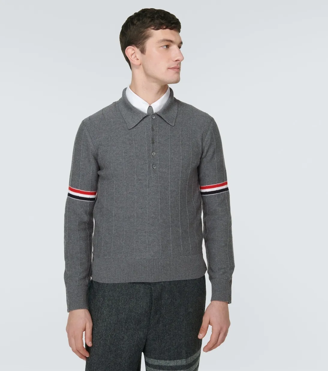 THOM BROWNE  |Pullovers Wool Long Sleeves Plain Logo Designers Sweaters