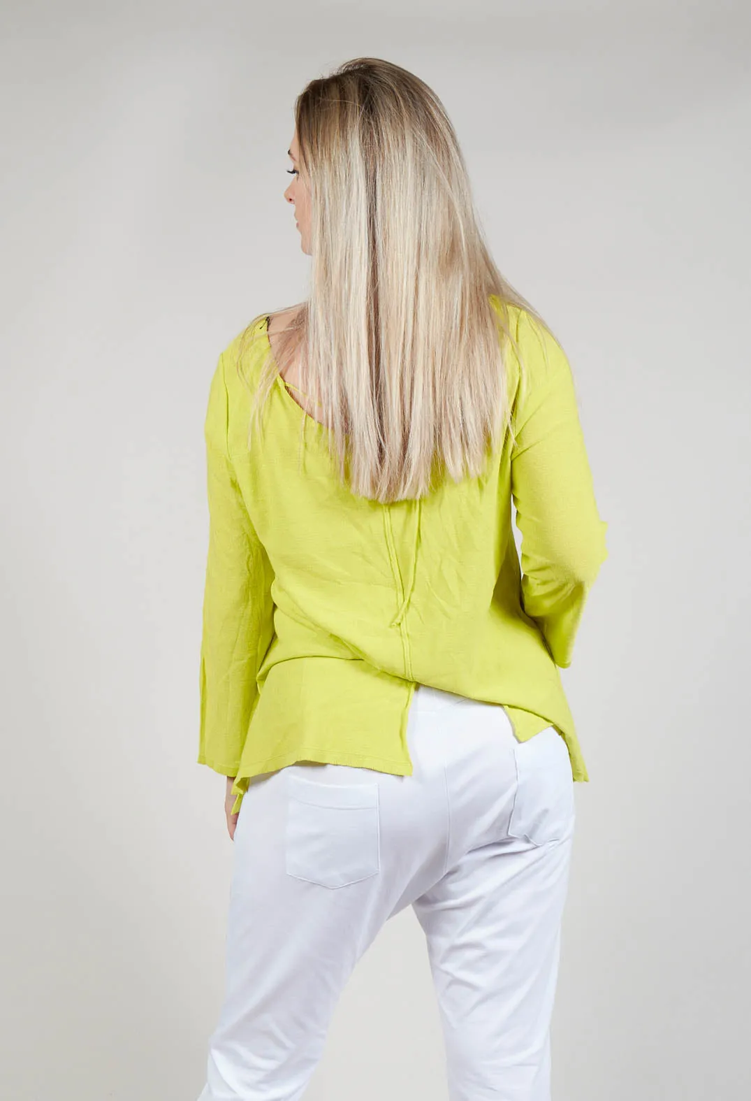 Tie Back Long Sleeve Top in Lemon