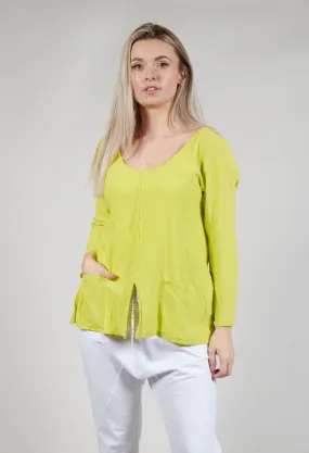 Tie Back Long Sleeve Top in Lemon