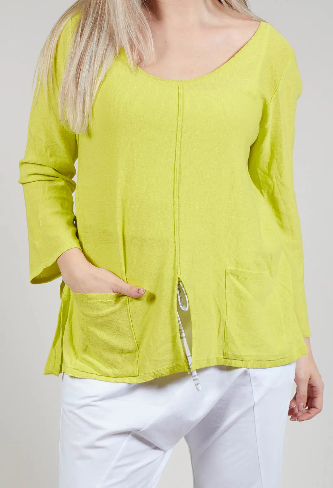 Tie Back Long Sleeve Top in Lemon