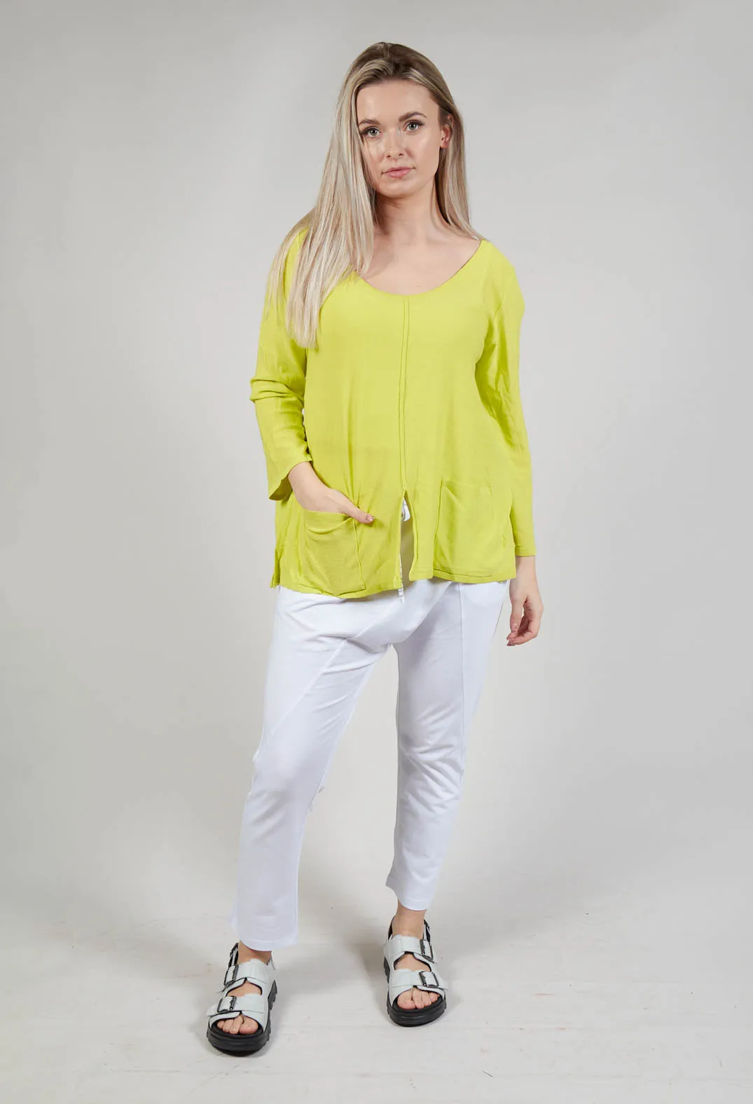 Tie Back Long Sleeve Top in Lemon