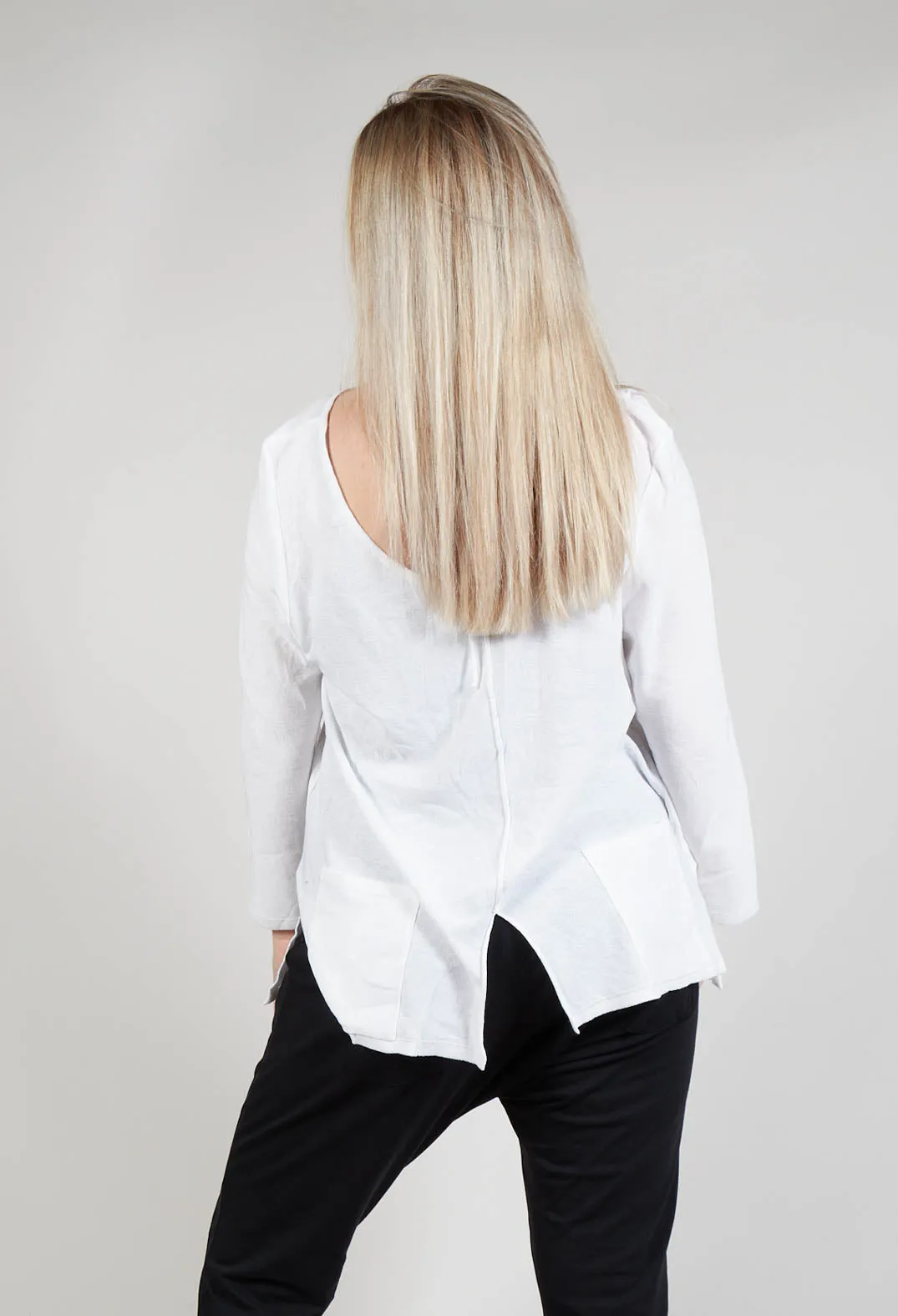 Tie Back Long Sleeve Top in White