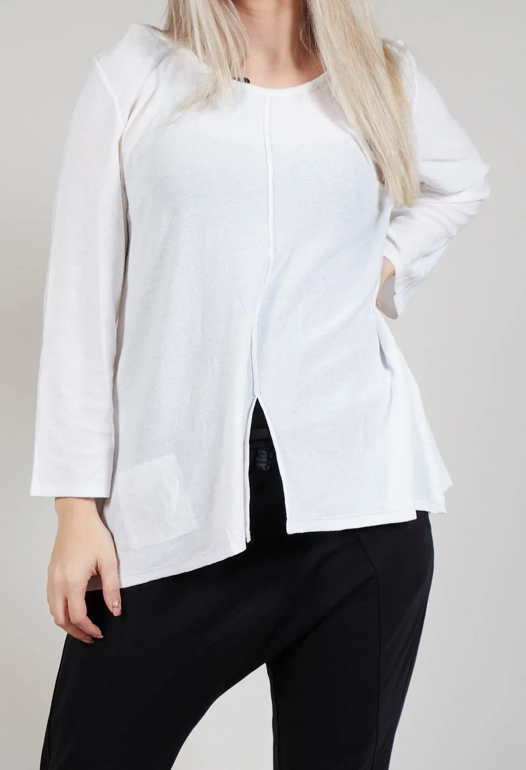 Tie Back Long Sleeve Top in White