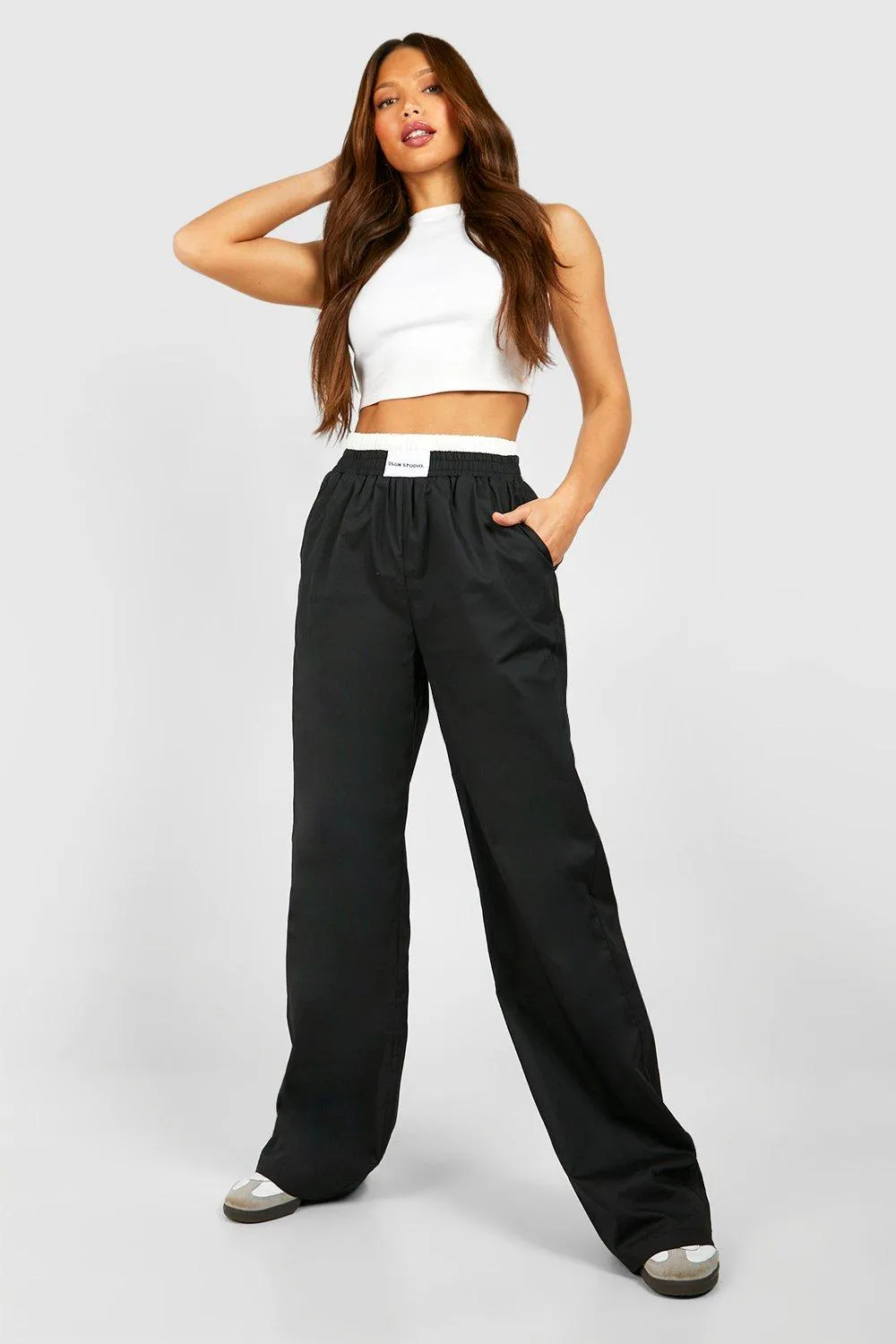 Trousers | Tall Contrast Waistband Detail Trousers | boohoo