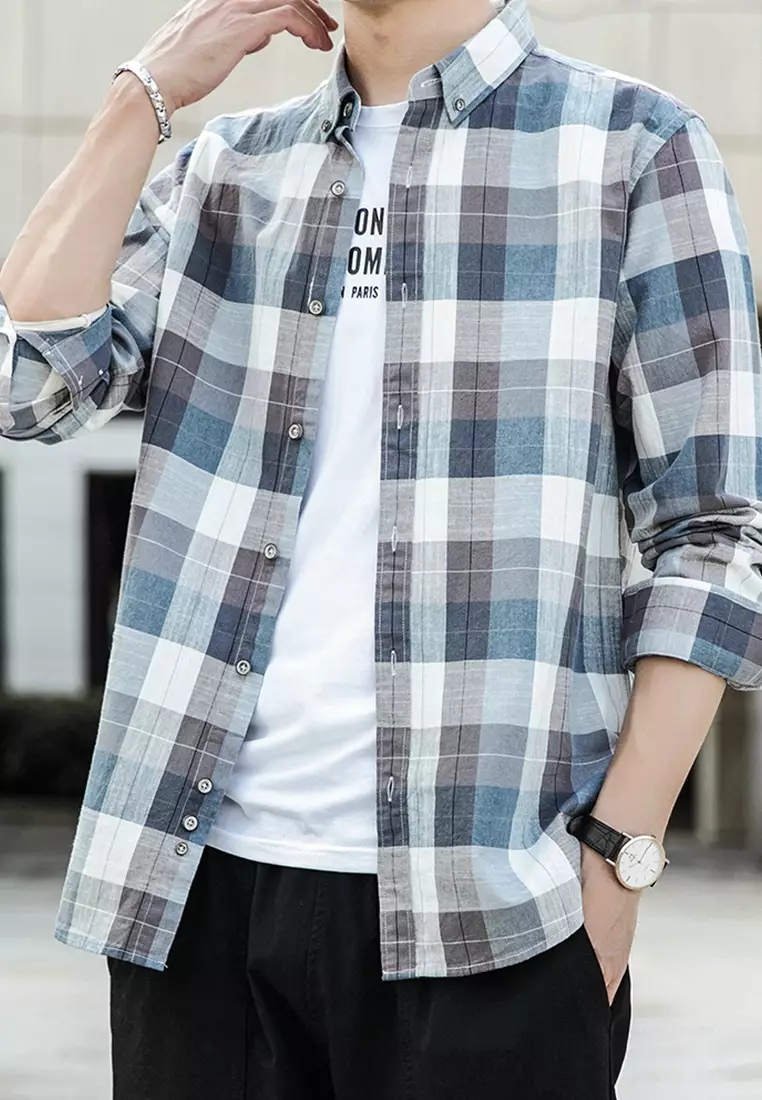 Twenty Eight Shoes Gradient Plaid Long Sleeved Shirt C-923