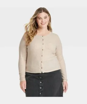 Universal Thread Women's Rib Cardigan - Universal Thread™ Oatmeal 3X