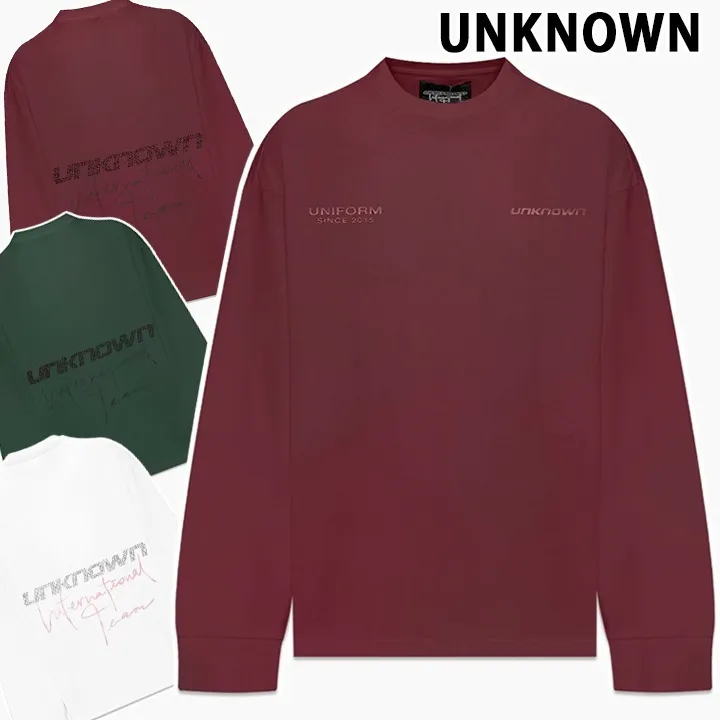 UNKNOWN  |Crew Neck Unisex Long Sleeves Cotton Long Sleeve T-shirt