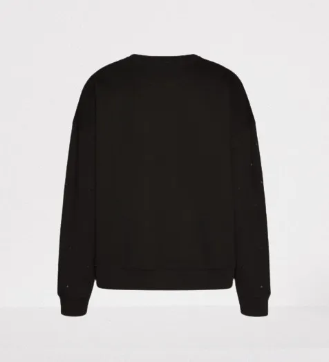 VALENTINO  |Crew Neck Pullovers Studded Long Sleeves Cotton Luxury