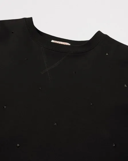 VALENTINO  |Crew Neck Pullovers Studded Long Sleeves Cotton Luxury