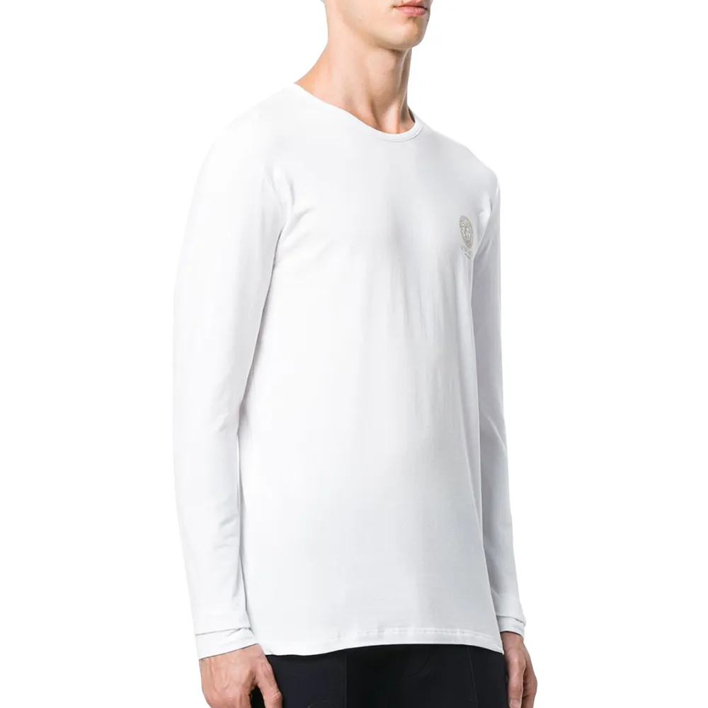 VERSACE  |Crew Neck Long Sleeves Cotton Long Sleeve T-shirt Logo