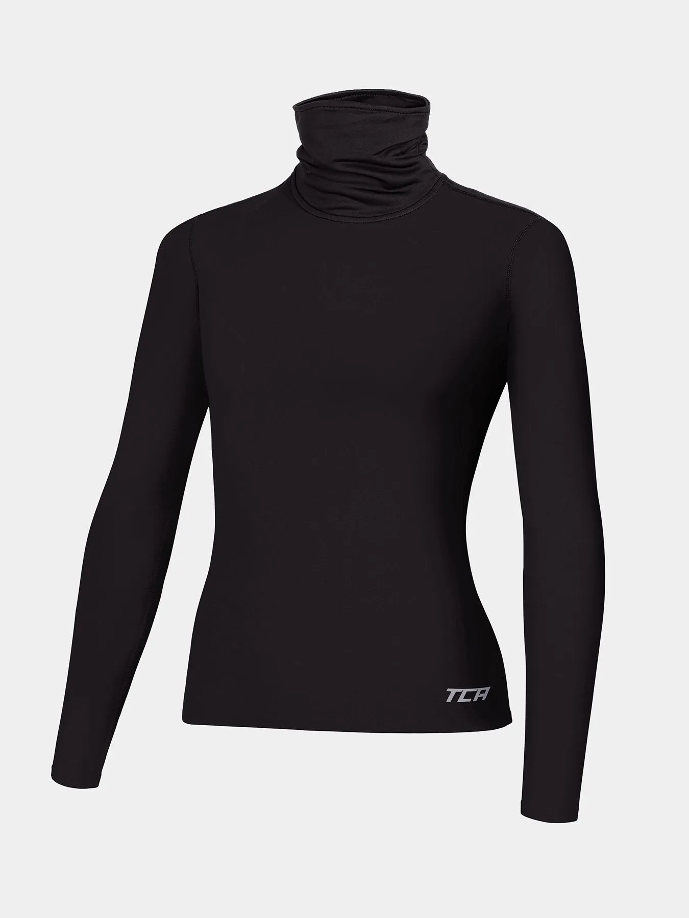 Warm-Up Thermal Long Sleeve Funnel Neck Top For Girls With Brushed Inner Fabric, Thumbholes & Reflective Strips