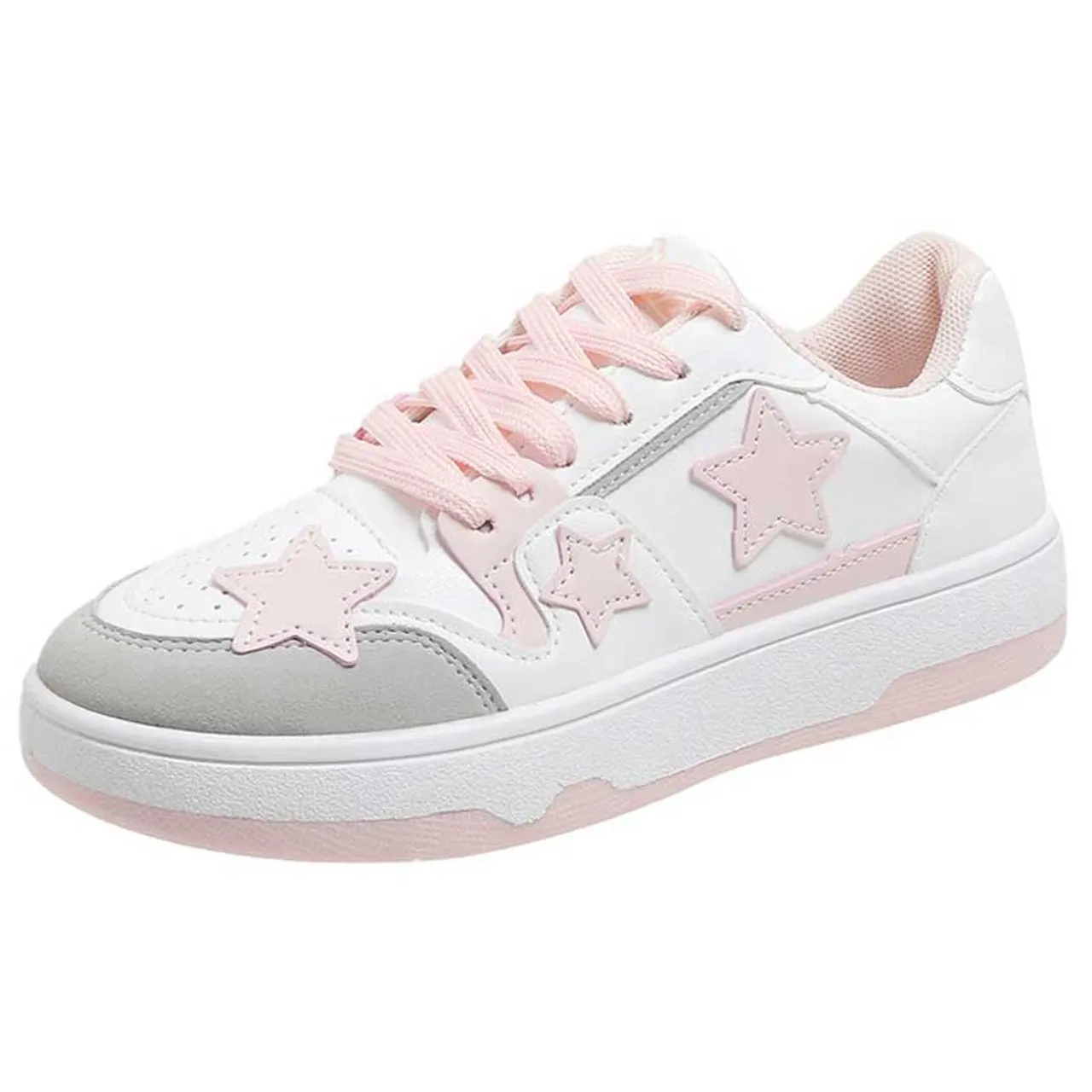 White pink star pattern print shoe sneaker