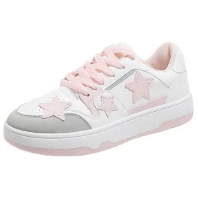 White pink star pattern print shoe sneaker