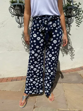 Wide Leg Floral Print Trousers