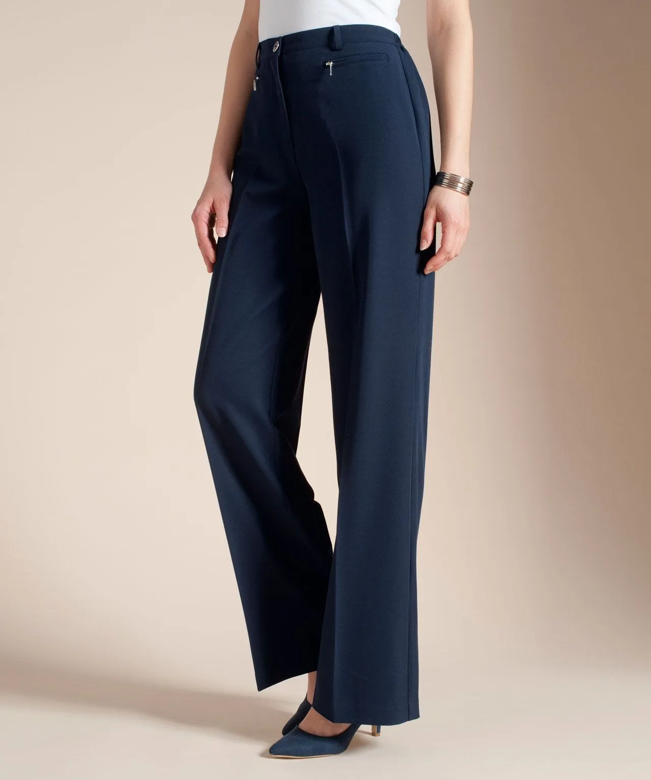 Wide Leg Stretch Waist Trousers