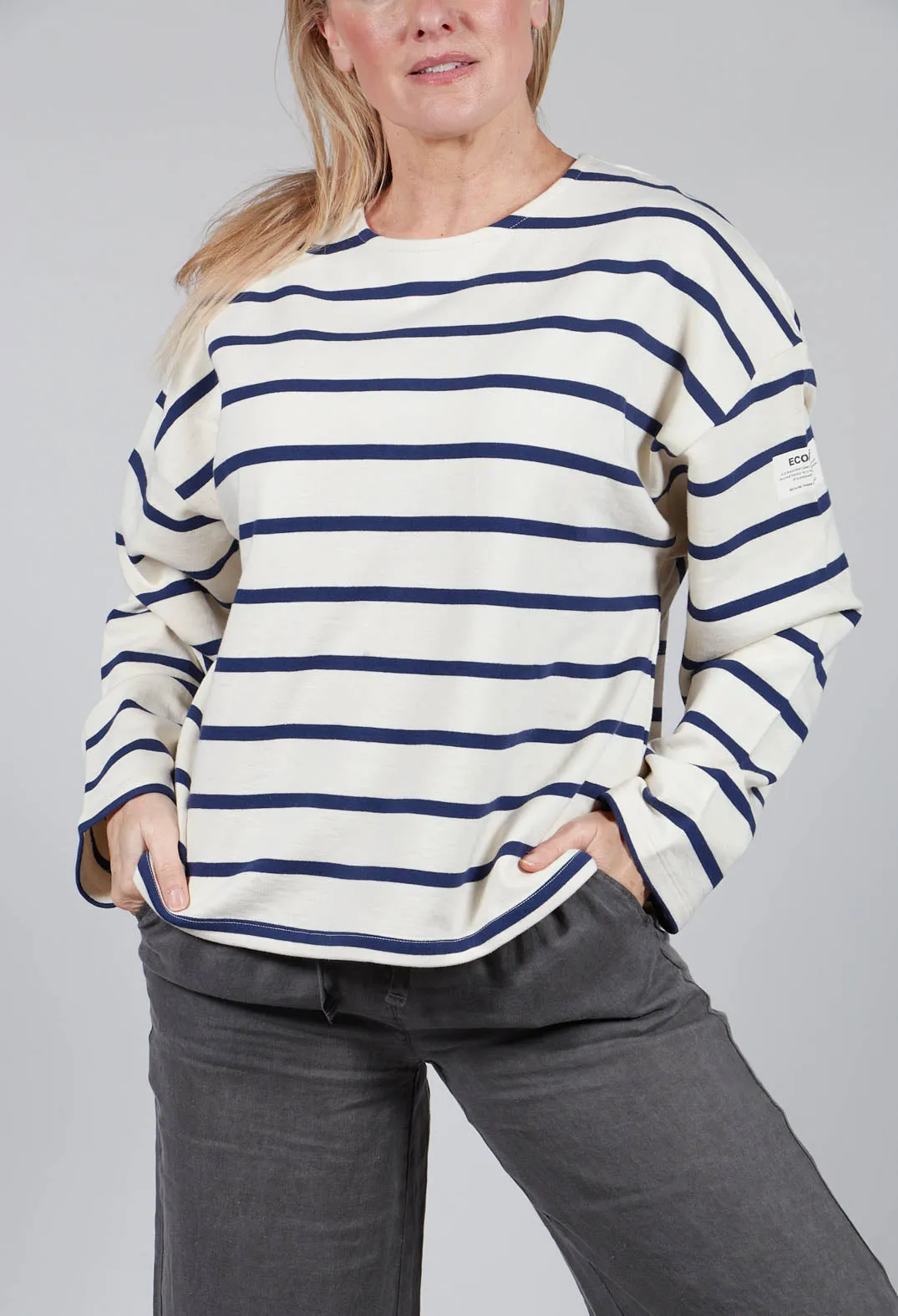 Wilmaalf Sweatshirt in Off White Blue Stripe