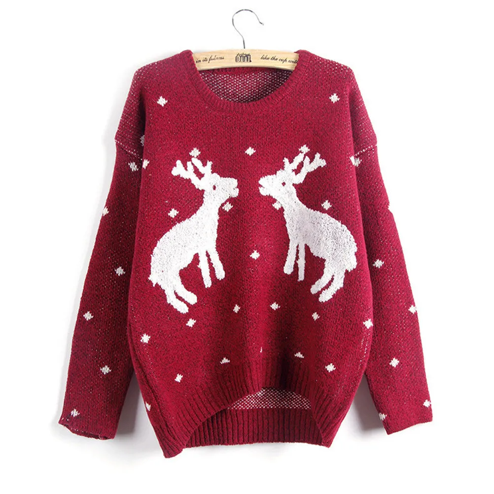 Women Reindeer Sweater Deer Thicken Pullovers Lady Knitted Cotton Sweaters SM6