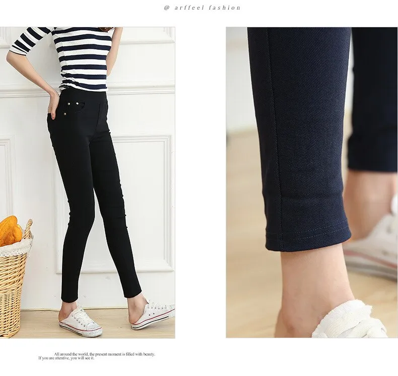 Women's Casual Solid Color Stretchy Slim Fit Ankle Skinny Leggings