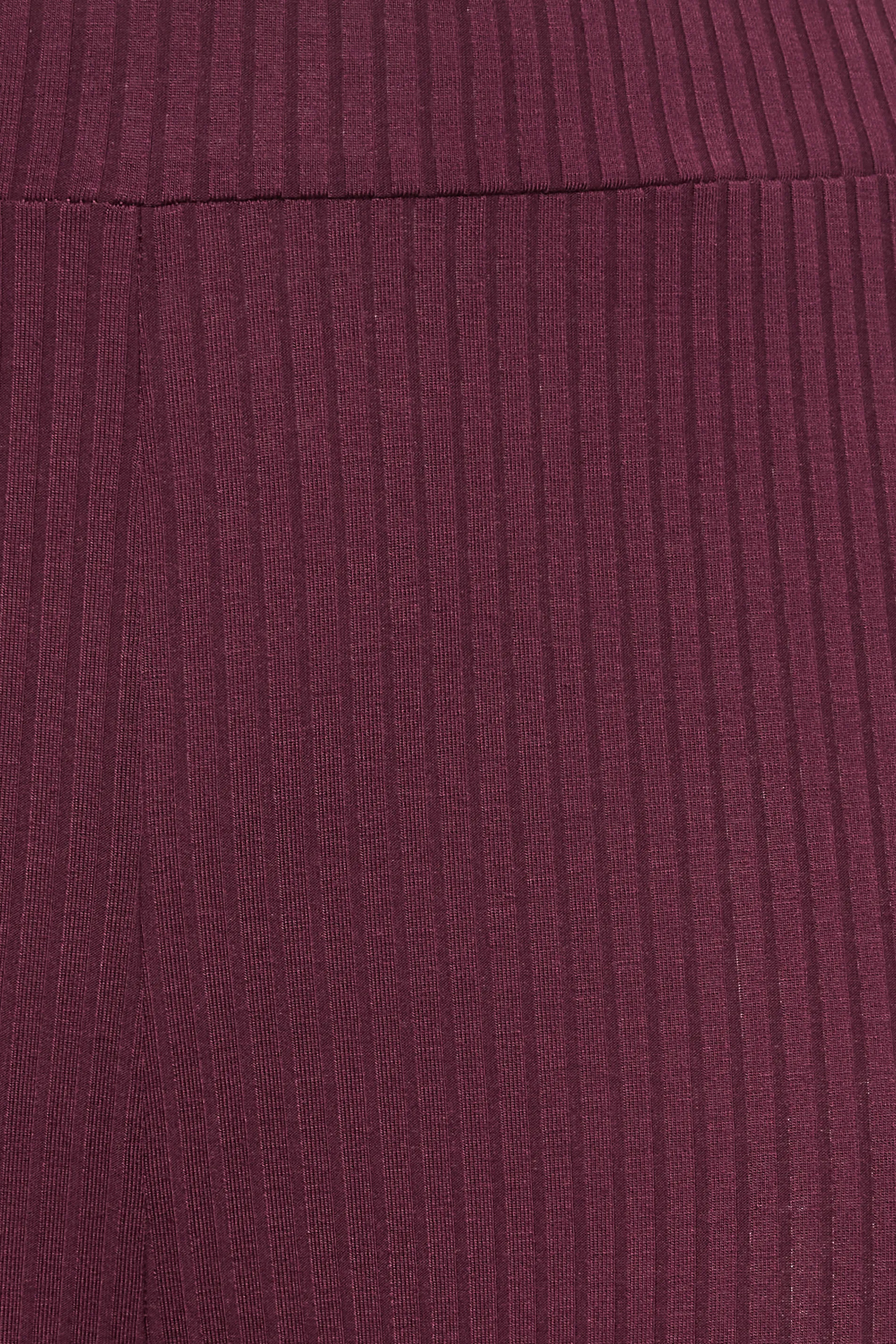 YOURS Curve Burgundy Red Ribbed Leggings