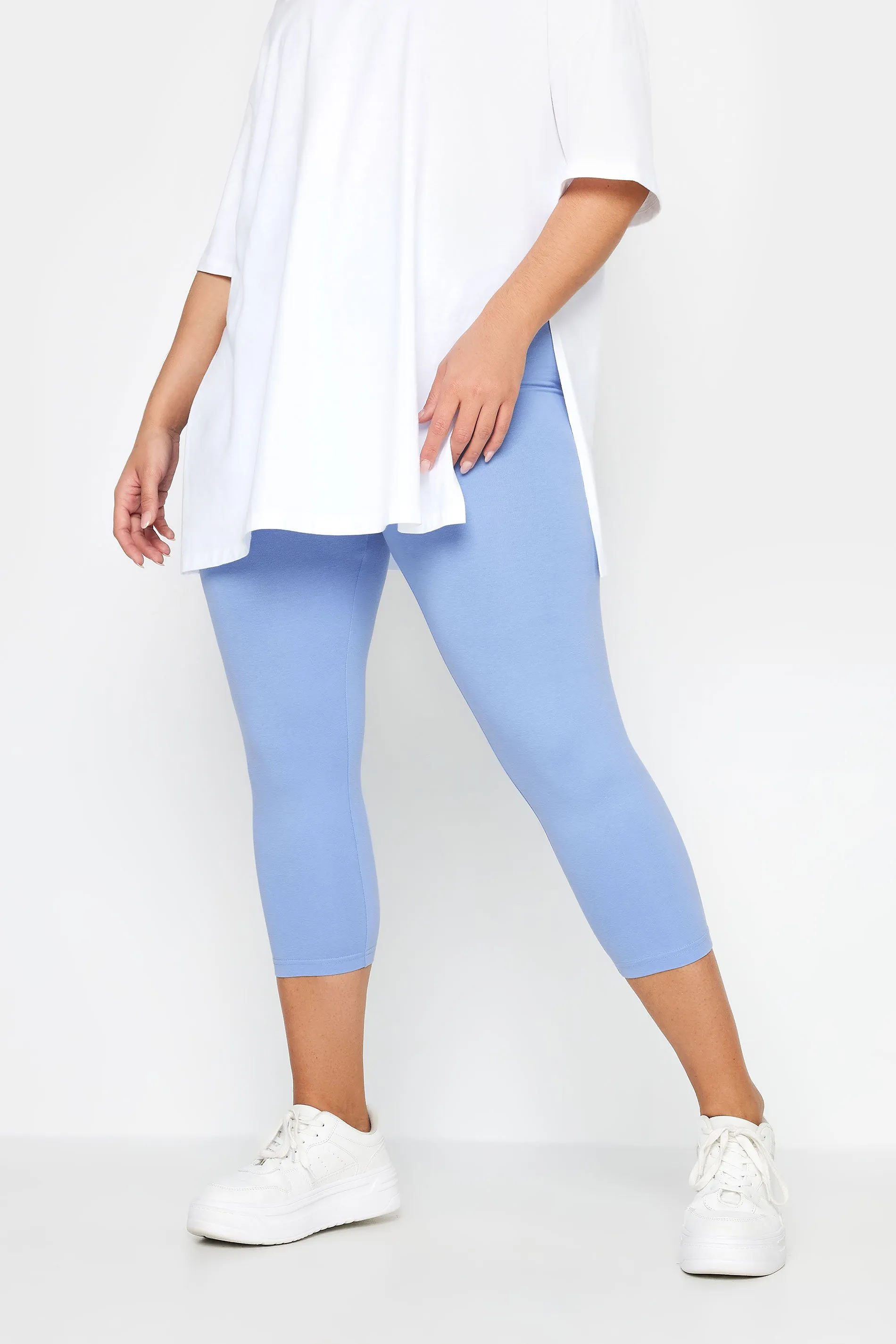 YOURS Curve Light Blue Cropped Leggings