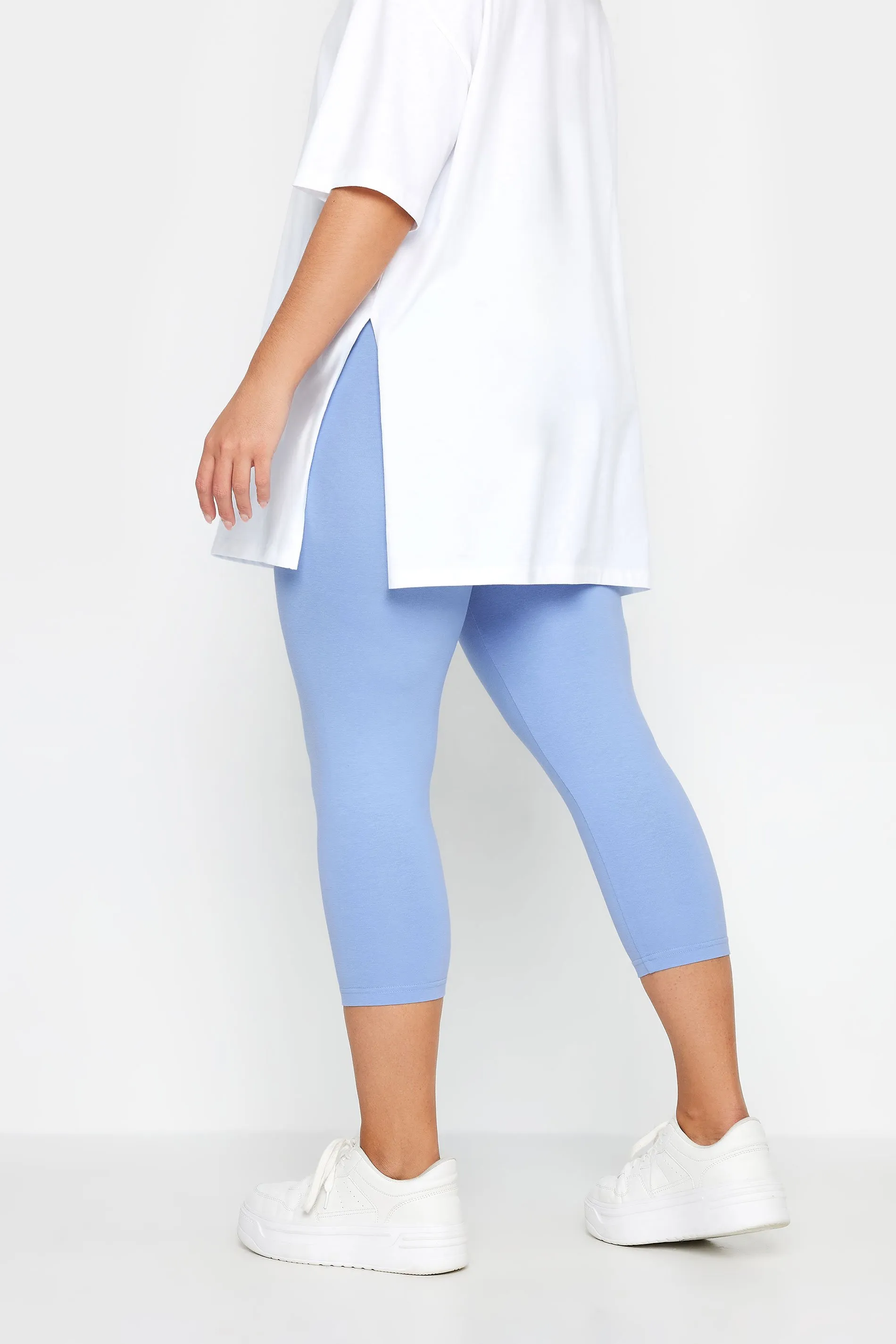 YOURS Curve Light Blue Cropped Leggings