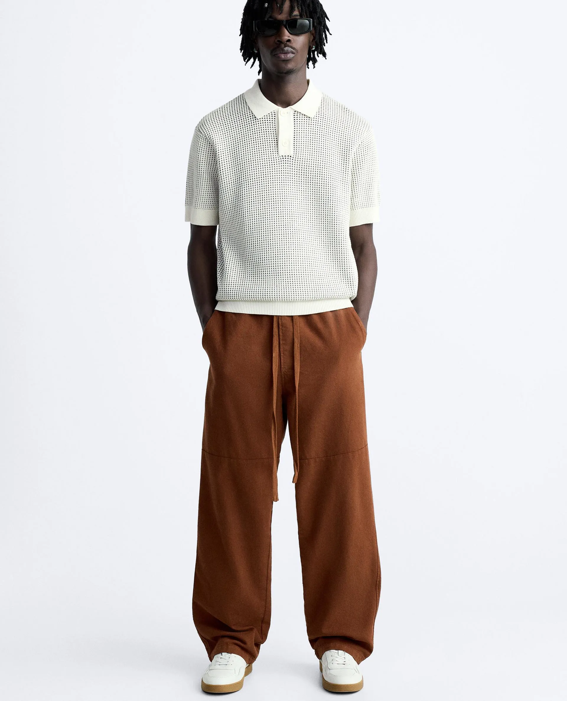 ZARA  |Pullovers Street Style Cotton Short Sleeves Polos